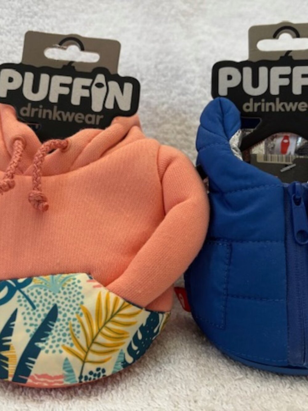 Puffin drinkwear two pack insulators: The Puffy Vest and The Hoodie